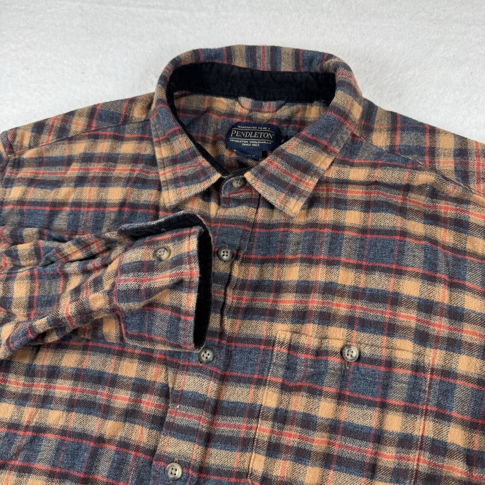 Pendleton Shirt Mens Size 2XL Brown Plaid Flannel Long Sleeve Button Up Casual